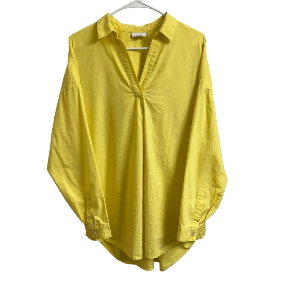 J.Jill Women Sz M Lemon Meringue Cotton Blend Long Sleeve Oversize Popover Tunic - Picture 3 of 7